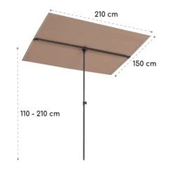 Flex-Shade XL Sonnenschirm 150 X 210 Cm Polyester UV 50 Taupe -Online Gartenbedarf 10034729 yy 0009 logo Blumfeldt Flex Shade XL Sonnenschirm 150x210 taupe