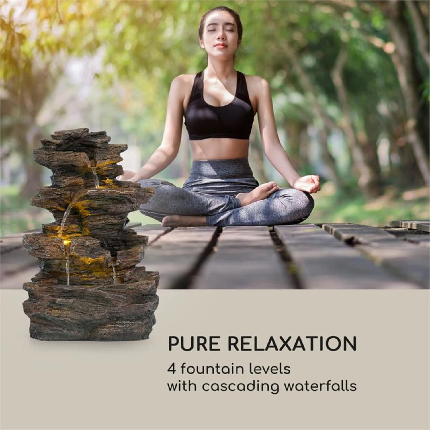 Messina Kaskadenbrunnen Solarbrunnen Gartenbrunnen Akku Solarpanel LED 6 Messina Kaskadenbrunnen Solarbrunnen Gartenbrunnen Akku Solarpanel LED – Bild 4