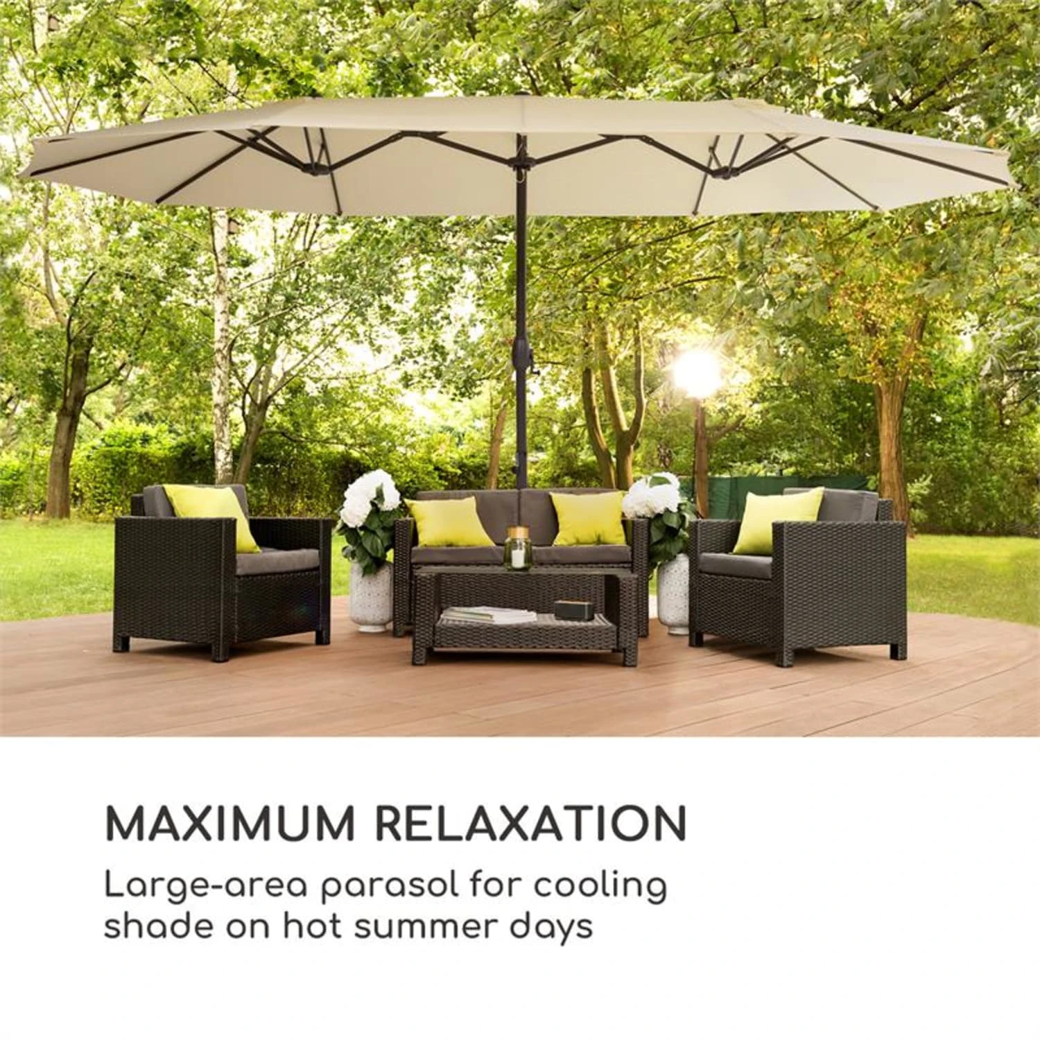 Twin Peaks Sonnenschirm Sonnenschutz 456 X 245 X 268 Cm Polyester 4 Twin Peaks Sonnenschirm Sonnenschutz 456 X 245 X 268 Cm Polyester – Bild 2