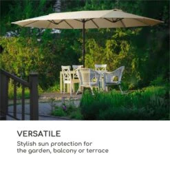 Twin Peaks Sonnenschirm Sonnenschutz 456 X 245 X 268 Cm Polyester 13 Twin Peaks Sonnenschirm Sonnenschutz 456 X 245 X 268 Cm Polyester -Online Gartenbedarf 10034740 yy 0005 logo Blumfeldt Twin Peaks Sonnenschirm creme