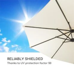 Twin Peaks Sonnenschirm Sonnenschutz 456 X 245 X 268 Cm Polyester 15 Twin Peaks Sonnenschirm Sonnenschutz 456 X 245 X 268 Cm Polyester -Online Gartenbedarf 10034740 yy 0007 logo Blumfeldt Twin Peaks Sonnenschirm creme