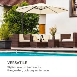 Belo Horizonte Sonnenschirm Sonnenschutz Ø 292cm Polyester Wasserabweisend Inkl. Standbasis Creme -Online Gartenbedarf 10034743 yy 0005 logo blumfeldt Belo Horizonte Sonnenschirm creme