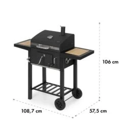Meat Machine Holzkohlegrill BBQ 45x32,5cm Thermometer Bodenrollen 19 Meat Machine Holzkohlegrill BBQ 45x32,5cm Thermometer Bodenrollen -Online Gartenbedarf 10034819 yy 0009 logo Klarstein Meat Machine Holzkohlegrill schwarz