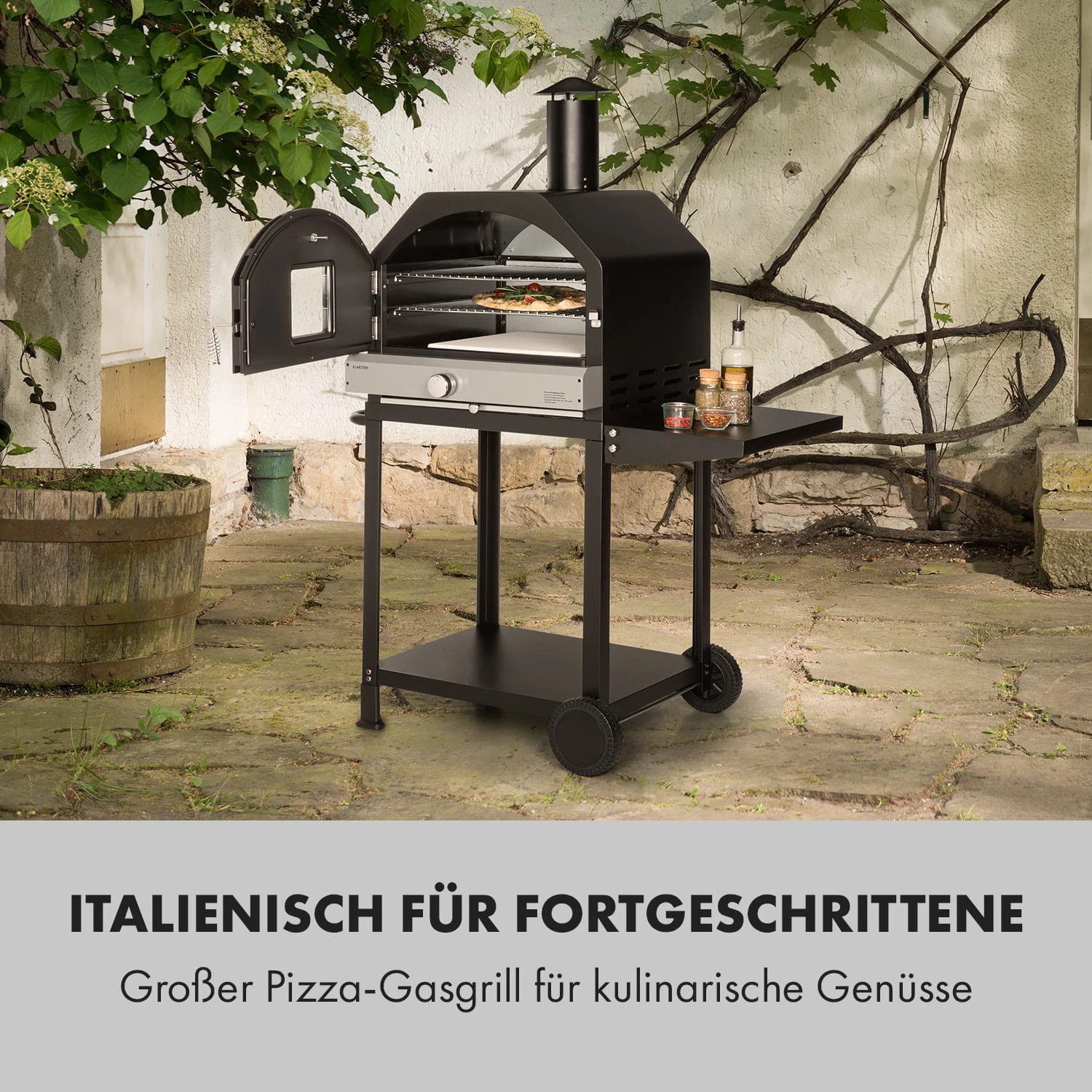 Pizzaiolo Pro Pizza-Gasgrill 76x143x66cm Schamottestein Stahl Mobil 4 Pizzaiolo Pro Pizza-Gasgrill 76x143x66cm Schamottestein Stahl Mobil – Bild 2