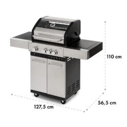 Valkyrie Gasgrill 3x3,2 + 2,9 KW Sichtfenster 54x42 Cm Grill Edelstahl -Online Gartenbedarf 10034845 yy 0010 logo Klarstein Valkyrie Gasgrill 3plus1 Brenner Edelstahl