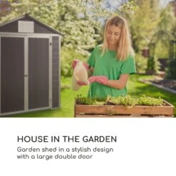 Schatzkammer Gartenschuppen UV-Schutz PVC Schloss Seitenfenster Grau -Online Gartenbedarf 10034925 uk 0002 logo blumfeldt Schatzkammer Gartenschuppen blau