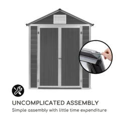 Schatzkammer Gartenschuppen UV-Schutz PVC Schloss Seitenfenster Grau -Online Gartenbedarf 10034925 uk 0008 logo blumfeldt Schatzkammer Gartenschuppen blau