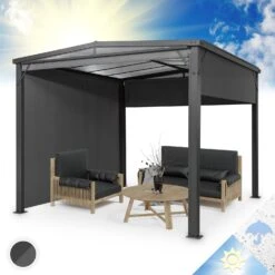 Pantheon Cortina Solid Sky Pergola Vordach 3x3m Polycarbonat Vorhänge