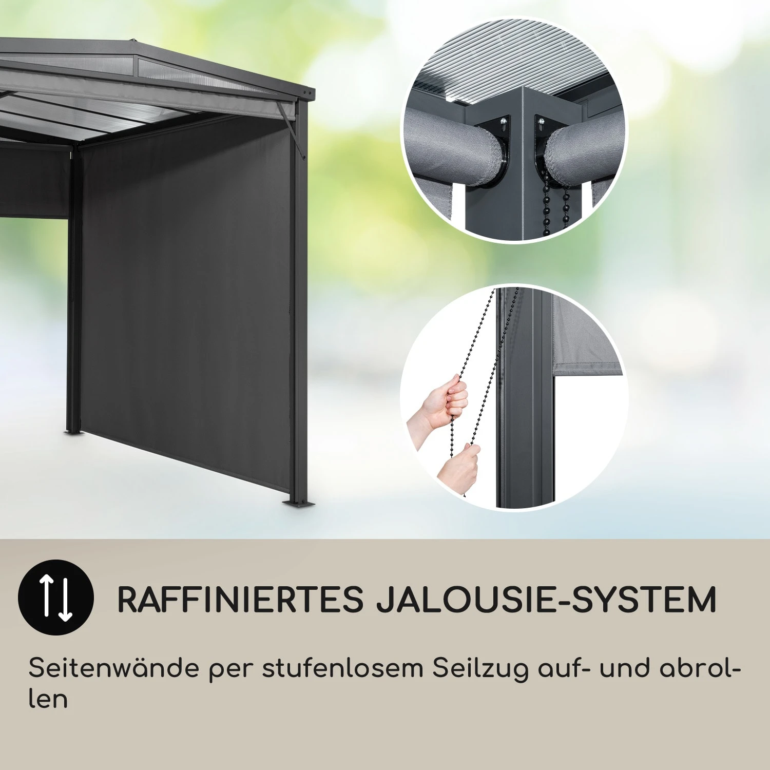 Pantheon Cortina Solid Sky Pergola Vordach 3x3m Polycarbonat Vorhänge 7 Pantheon Cortina Solid Sky Pergola Vordach 3x3m Polycarbonat Vorhänge – Bild 5