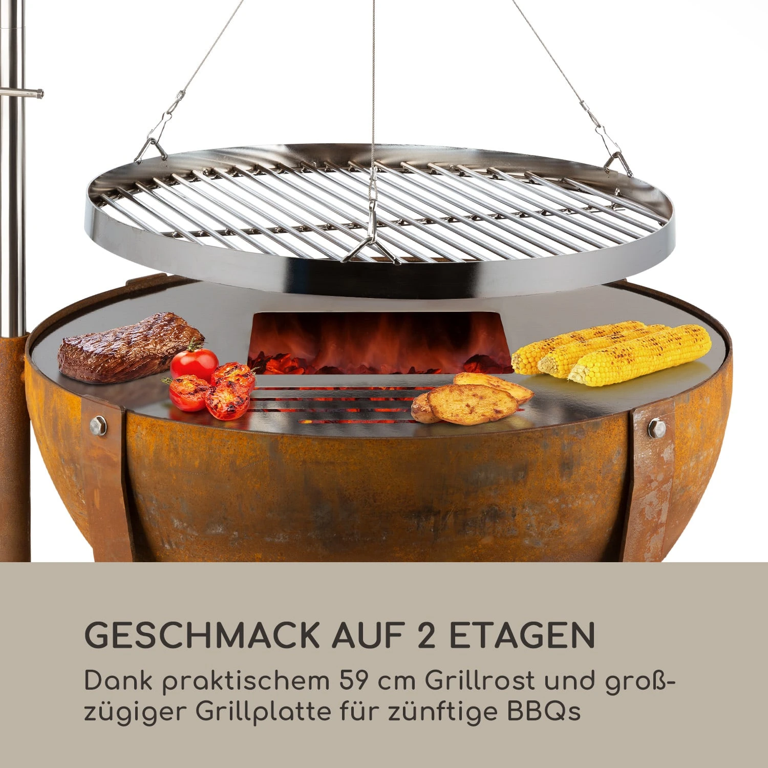 Fire Globe Feuerschale Mit Grill Ø60cm Stahl 4 Fire Globe Feuerschale Mit Grill Ø60cm Stahl – Bild 3