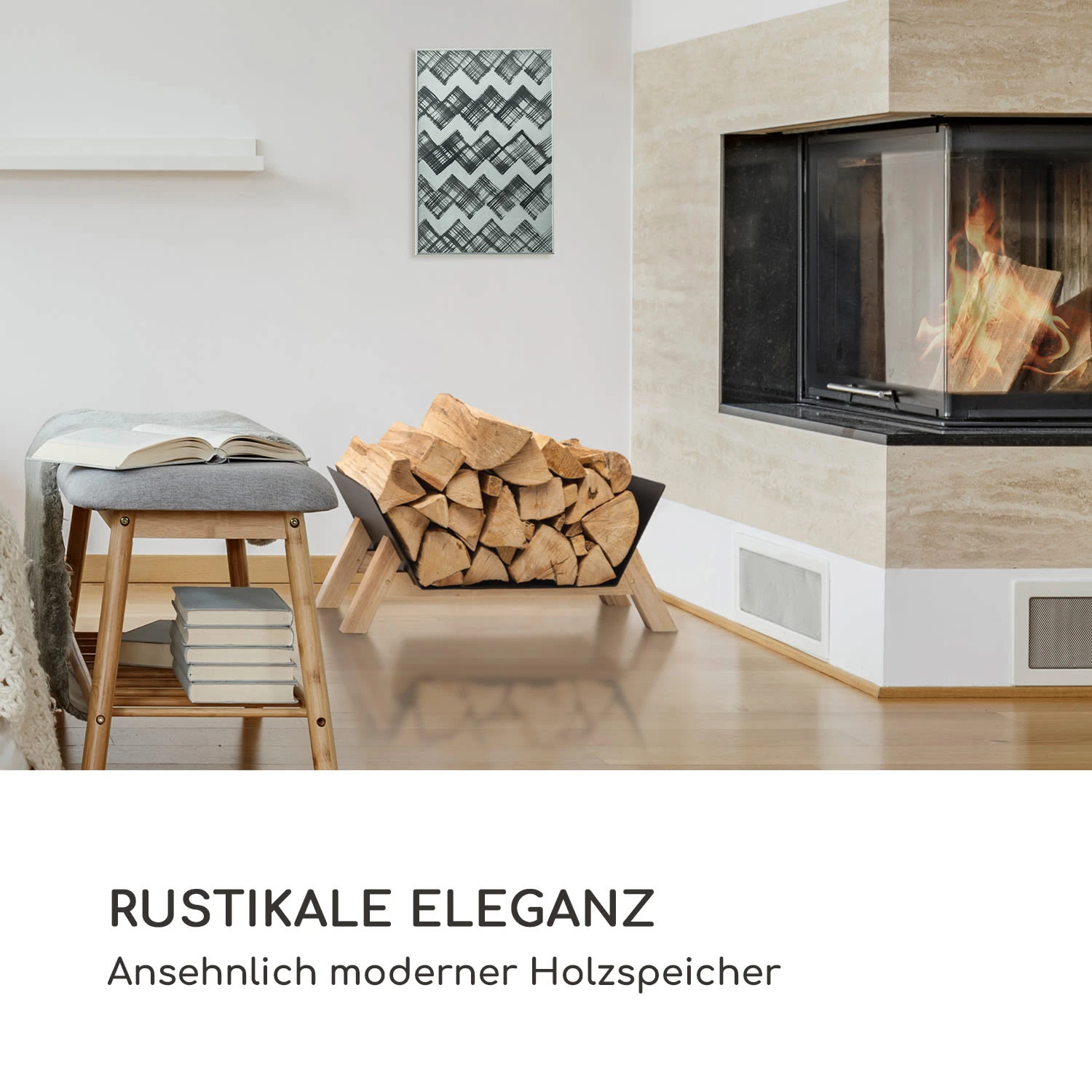 Langdon Wood Black Holzlager 68x38x34 Cm Eisen & Holz 4 Langdon Wood Black Holzlager 68x38x34 Cm Eisen & Holz – Bild 2