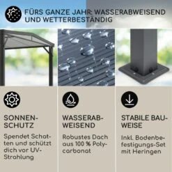 Pantheon Solid Sky Flat Pergola Vordach 3x4m Polycarbonat -Online Gartenbedarf 10035871 de 0002 usp