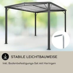 Pantheon Solid Sky Flat Pergola Vordach 3x4m Polycarbonat -Online Gartenbedarf 10035871 de 0005 usp