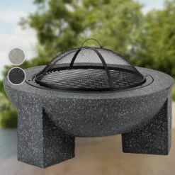 Online Gartenbedarf 39 Troja Feuerschale Grill Ø 75 Cm Funkenfang Stahl Kunststein Feuerfest