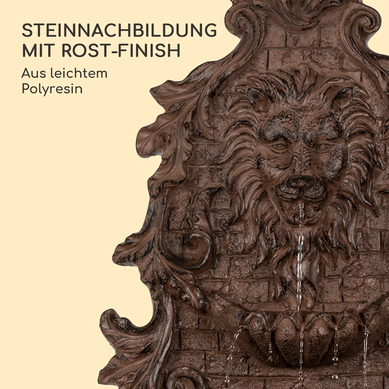 Löwenstein Wandbrunnen 2W Solar-Pumpe Polyresin 4 Weiße LED 5m Kabel 7 Löwenstein Wandbrunnen 2W Solar-Pumpe Polyresin 4 Weiße LED 5m Kabel – Bild 5