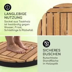 Sumatra Teak Round Gartendusche Aluminium Teakholz Tragegriff -Online Gartenbedarf 10036351 de 0003 usp