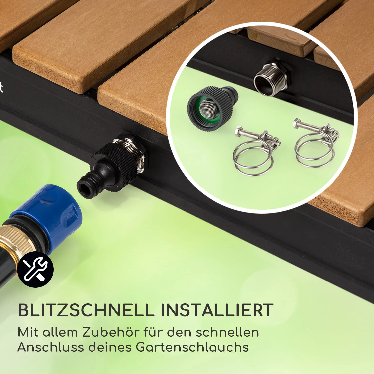 Sumatra Breeze Square Gartendusche WPC Aluminium 70x55cm Eckig 7 Sumatra Breeze Square Gartendusche WPC Aluminium 70x55cm Eckig – Bild 5