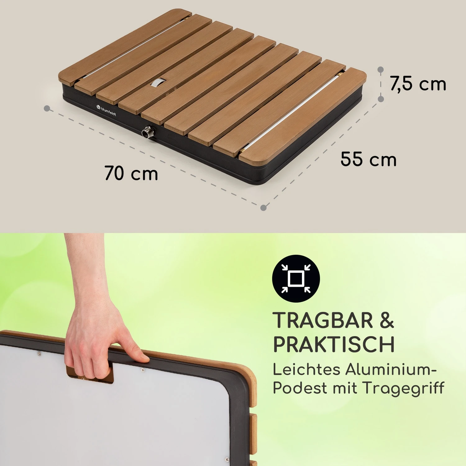 Sumatra Breeze Square Gartendusche WPC Aluminium 70x55cm Eckig 8 Sumatra Breeze Square Gartendusche WPC Aluminium 70x55cm Eckig – Bild 6