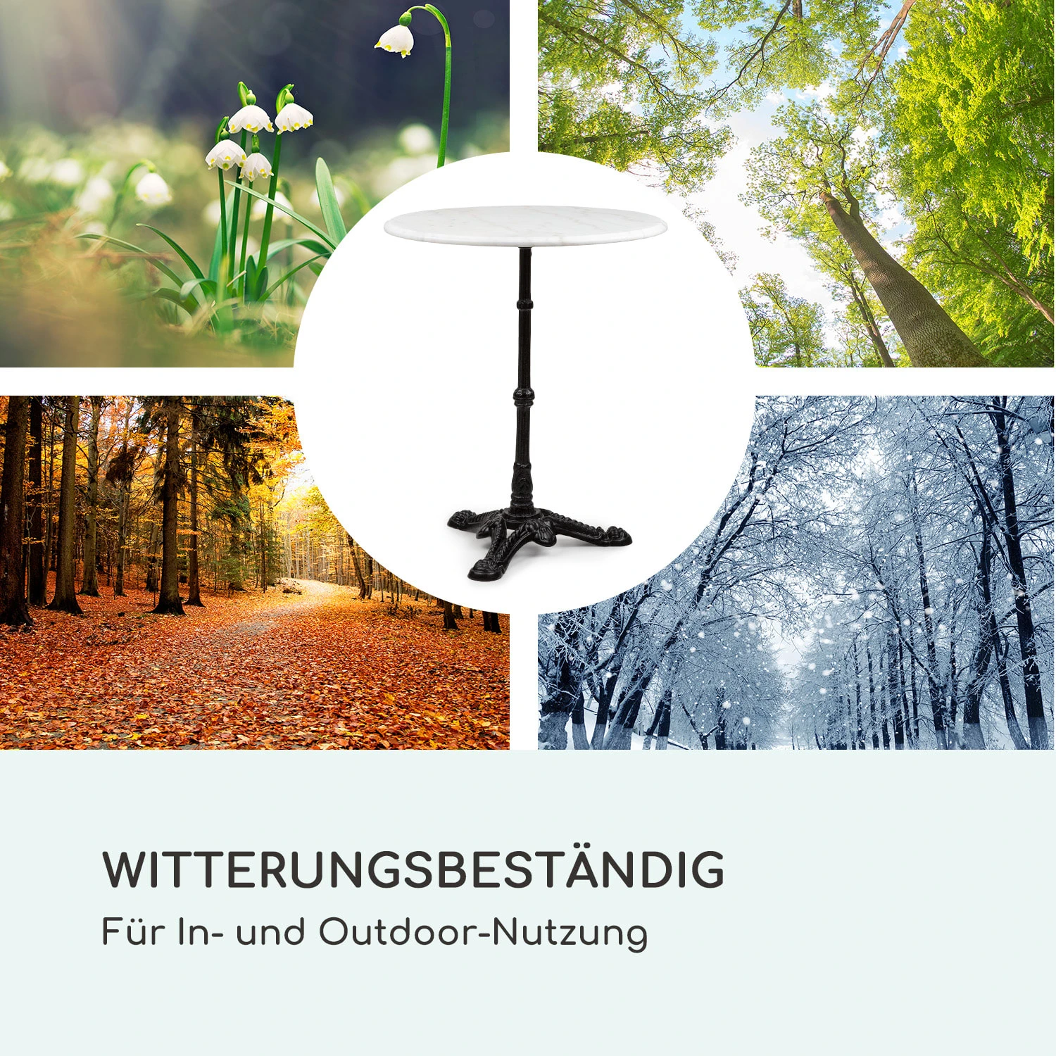 Patras Bistro-Tisch Marmortischplatte Ø60cm Gusseiserner Standfuß 9 Patras Bistro-Tisch Marmortischplatte Ø60cm Gusseiserner Standfuß – Bild 7