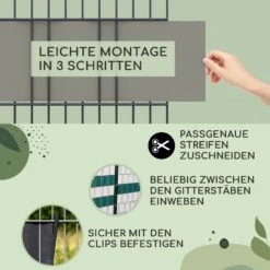 Sichtschutzstreifen Gartenzaun PVC 450 G/m² 50x19cm Clips -Online Gartenbedarf 10037986 de 0004 usp