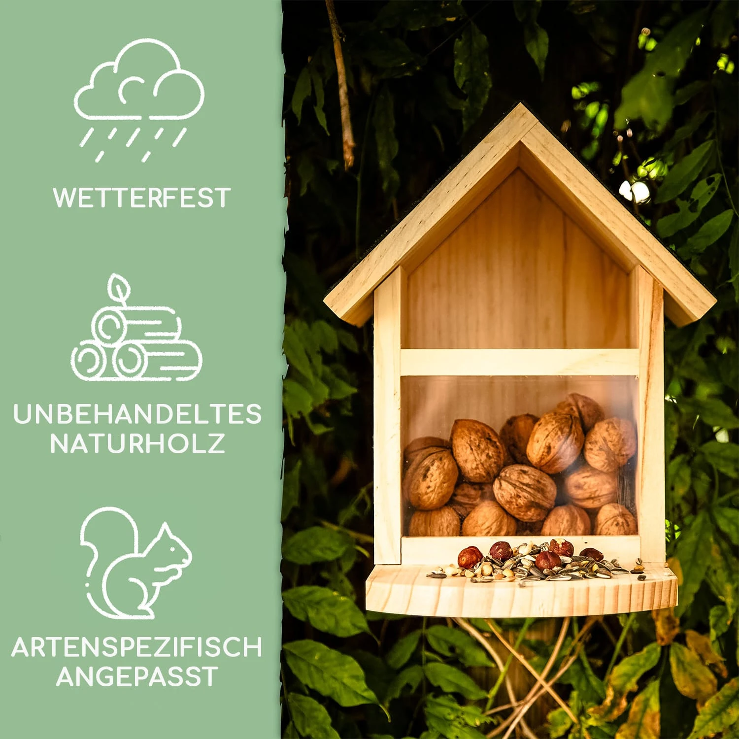 Futterhaus Für Eichhörnchen Spitzdach Kiefernholz Bitumen Unbehandelt 4 Futterhaus Für Eichhörnchen Spitzdach Kiefernholz Bitumen Unbehandelt – Bild 2