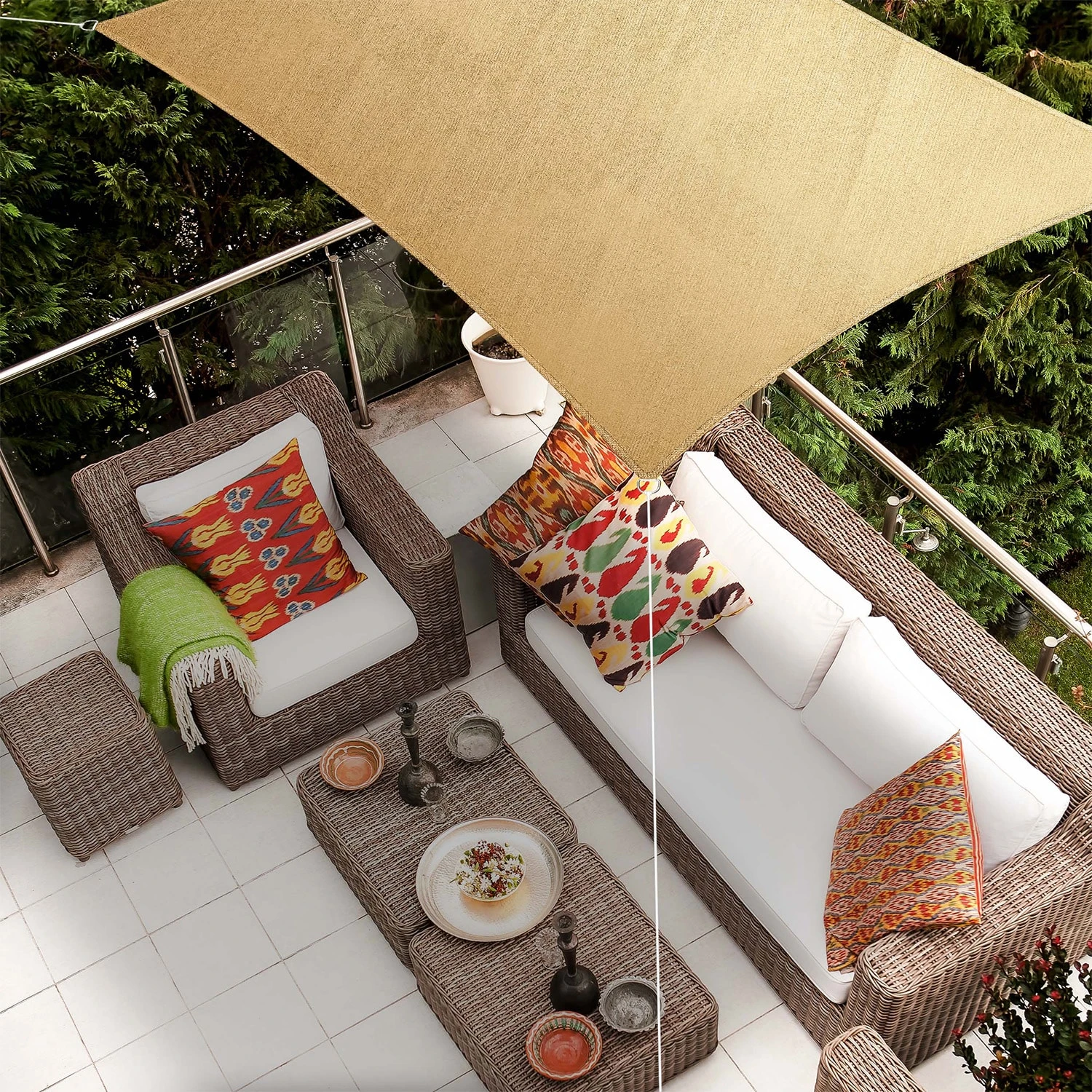 Rechteckiges Sonnensegel 2x4 M Polyester Luftdurchlässig 4 Rechteckiges Sonnensegel 2x4 M Polyester Luftdurchlässig – Bild 2