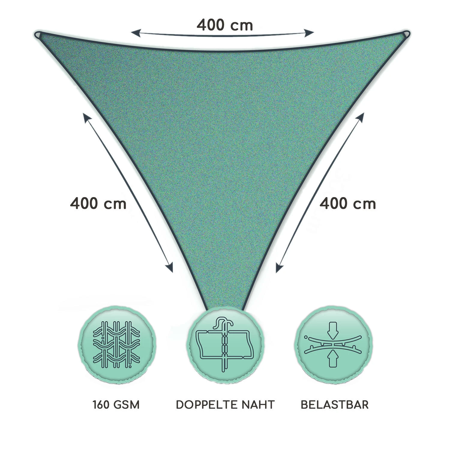 Dreieckiges Sonnensegel 4x4x4 M Polyester Luftdurchlässig 8 Dreieckiges Sonnensegel 4x4x4 M Polyester Luftdurchlässig – Bild 6