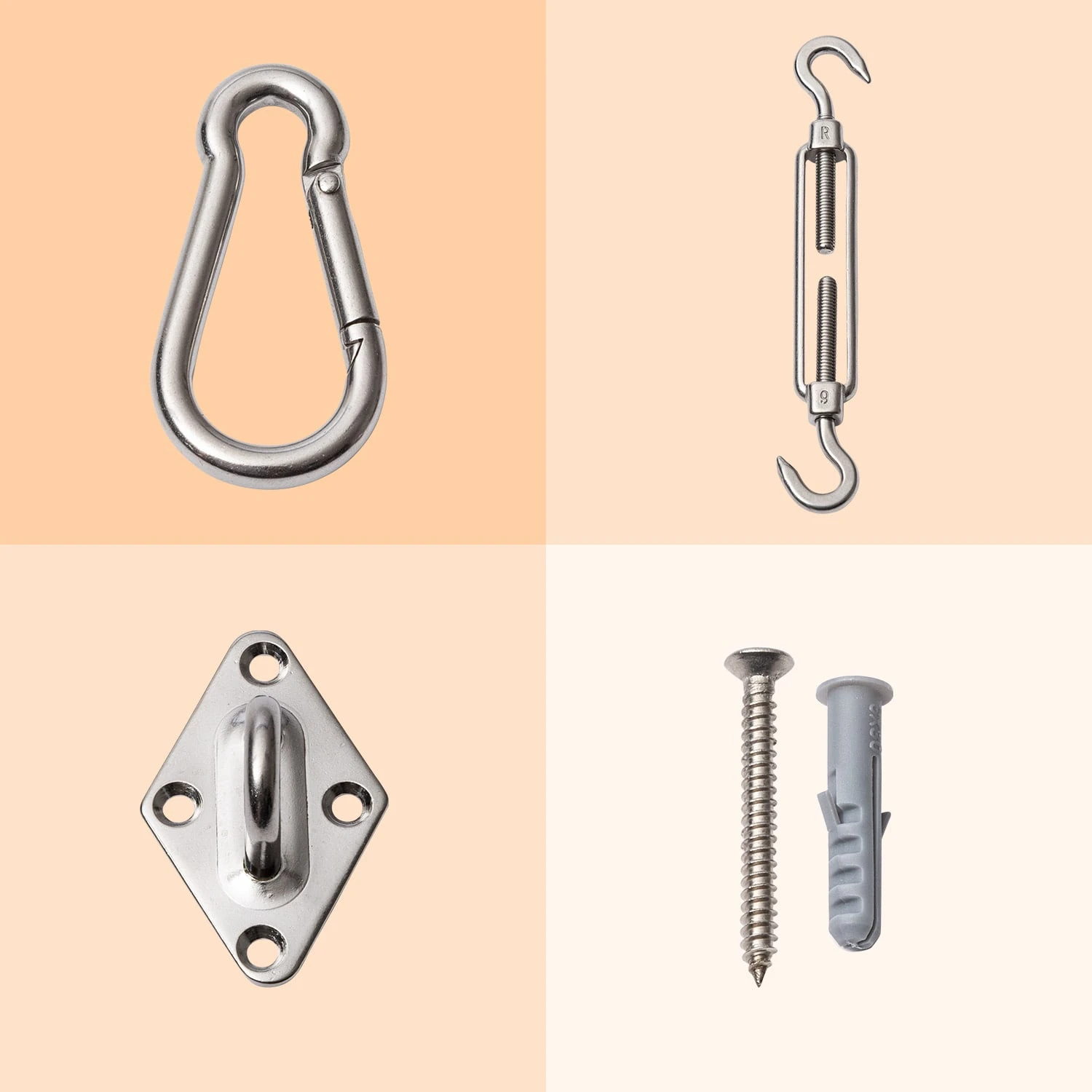 Befestigungskit Für Sonnensegel Rostfreier Edelstahl 24-teilig 4 Befestigungskit Für Sonnensegel Rostfreier Edelstahl 24-teilig – Bild 2