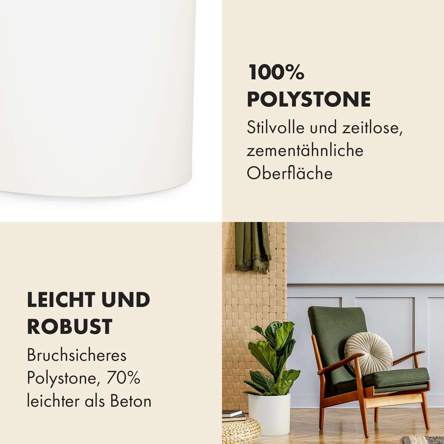 Venlo Blumentopf Polystone In- Und Outdoor 3 Größen 4 Venlo Blumentopf Polystone In- Und Outdoor 3 Größen – Bild 3