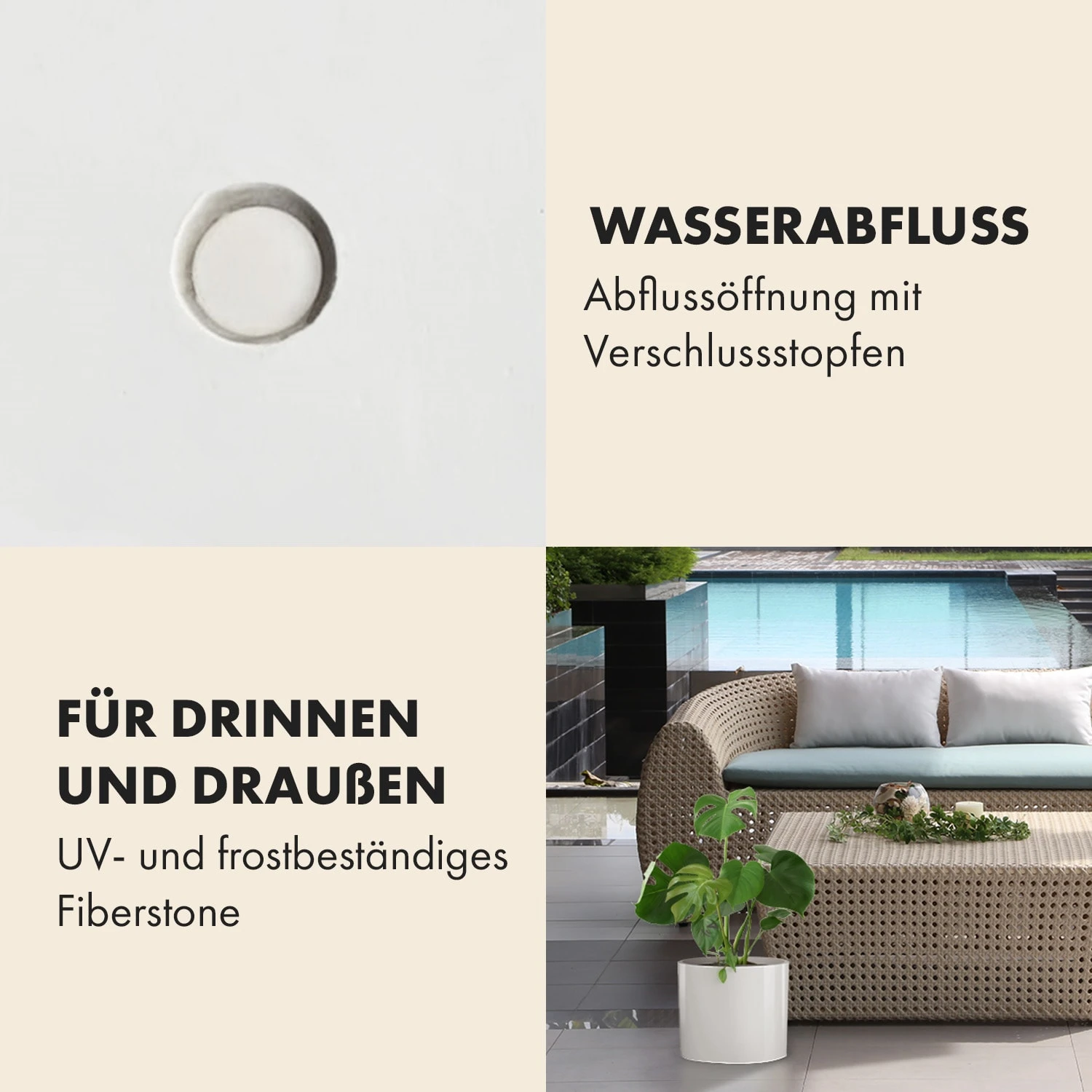 Gendt Pflanztopf Übertopf Faserstein In/Outdoor 6 Gendt Pflanztopf Übertopf Faserstein In/Outdoor – Bild 4
