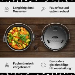 Guernsey Premium Dutch Oven 9.0 BBQ-Topf Gusseisen Voreingebrannt Größe L / 9 Qt -Online Gartenbedarf 10038639 de 0003 usp