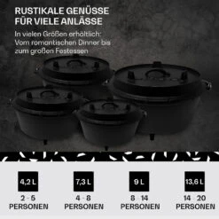 Guernsey Premium Dutch Oven 6.0 BBQ-Topf Gusseisen Standfüße Größe M / 6 Qt -Online Gartenbedarf 10038642 de 0006 usp