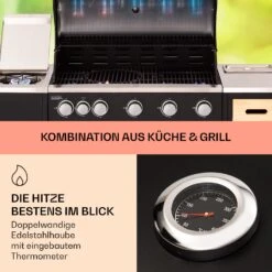 Jersey Outdoor Kitchen Gasgrill 20,7 KW 5+1 Brenner Mobil Regenschutz -Online Gartenbedarf 10039855 de 0003 usp