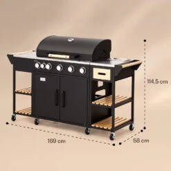 Jersey Outdoor Kitchen Gasgrill 20,7 KW 5+1 Brenner Mobil Regenschutz -Online Gartenbedarf 10039855 yy 0008 dimensions