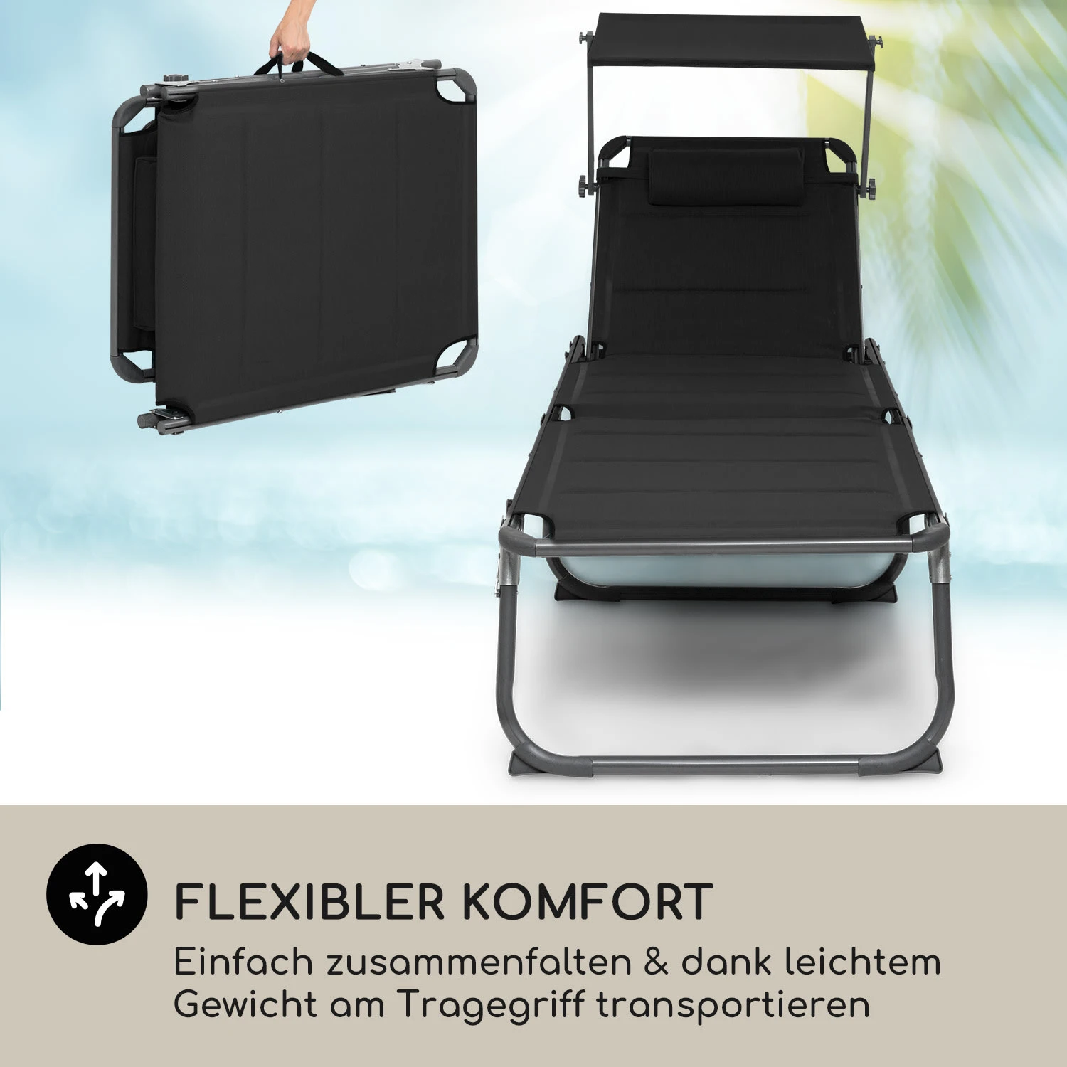 Amalfi Sonnenliege 70 X 37 X 200 Cm Sonnenblende 5-stufige Rückenlehne Stahlrohr Witterungsbeständig 7 Amalfi Sonnenliege 70 X 37 X 200 Cm Sonnenblende 5-stufige Rückenlehne Stahlrohr Witterungsbeständig – Bild 5