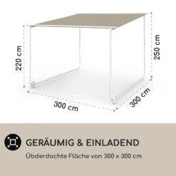 Nantes Pavillon Gazebo Sonnendach 3x3m Polyester Stahlrahmen UV50+ Bodenrollen -Online Gartenbedarf 10040106 de 0004 logo