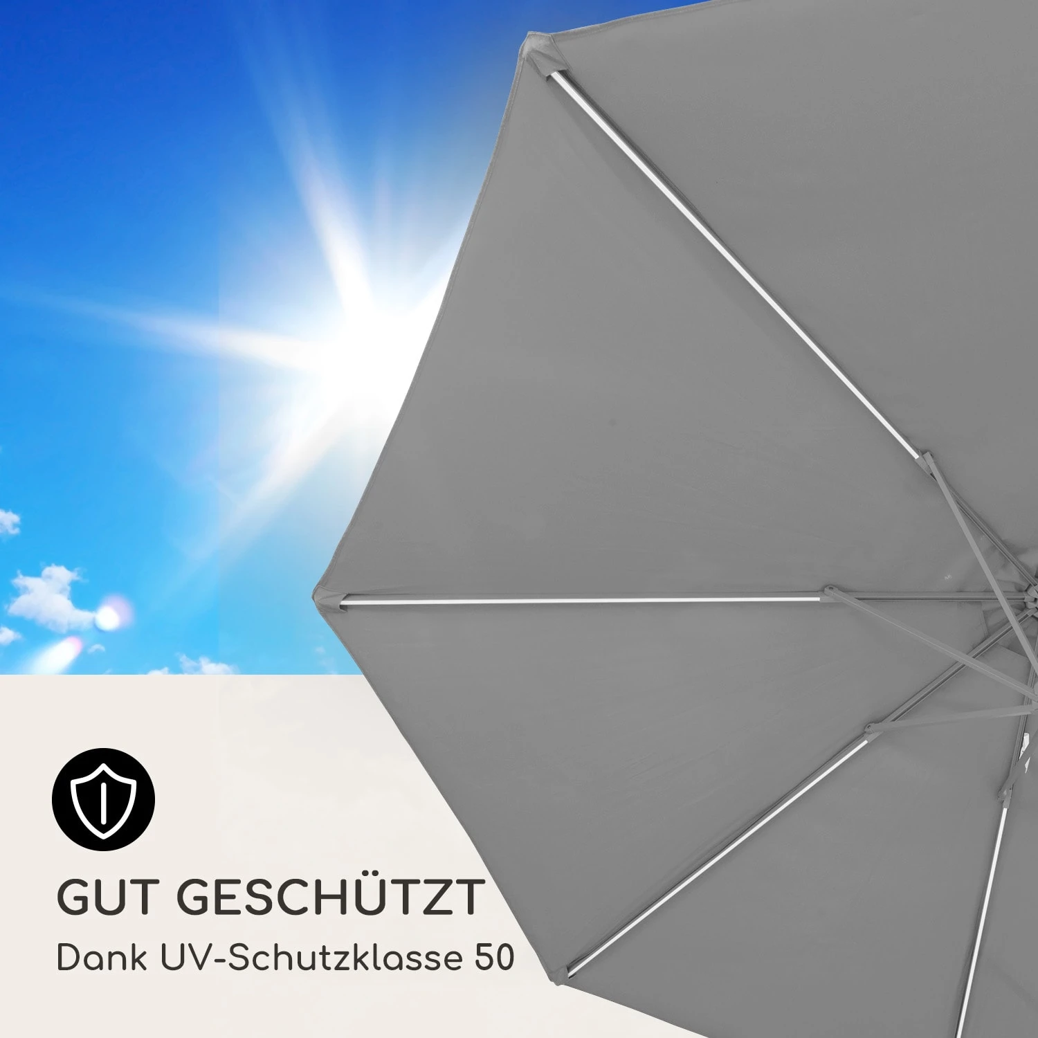 Blumfeldt Calais Sonnenschirm LED Aluminium-Rahmen Polyester-Bespannung UV 50 8 Blumfeldt Calais Sonnenschirm LED Aluminium-Rahmen Polyester-Bespannung UV 50 – Bild 6