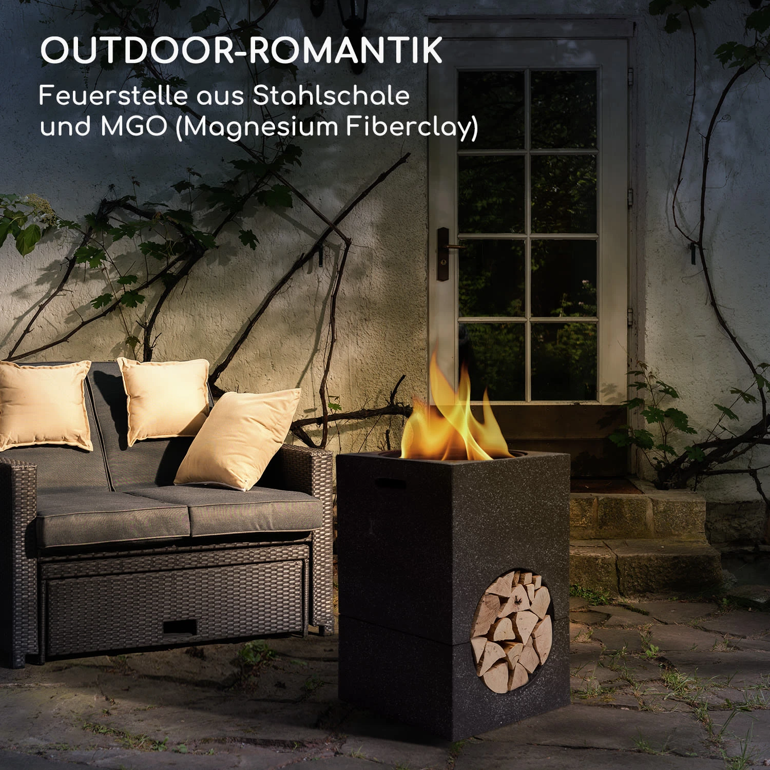 Blumfeldt Monolith Feuerschale Mit Grill MGO & Stahlschale Inkl. Funkenschutz 4 Blumfeldt Monolith Feuerschale Mit Grill MGO & Stahlschale Inkl. Funkenschutz – Bild 2