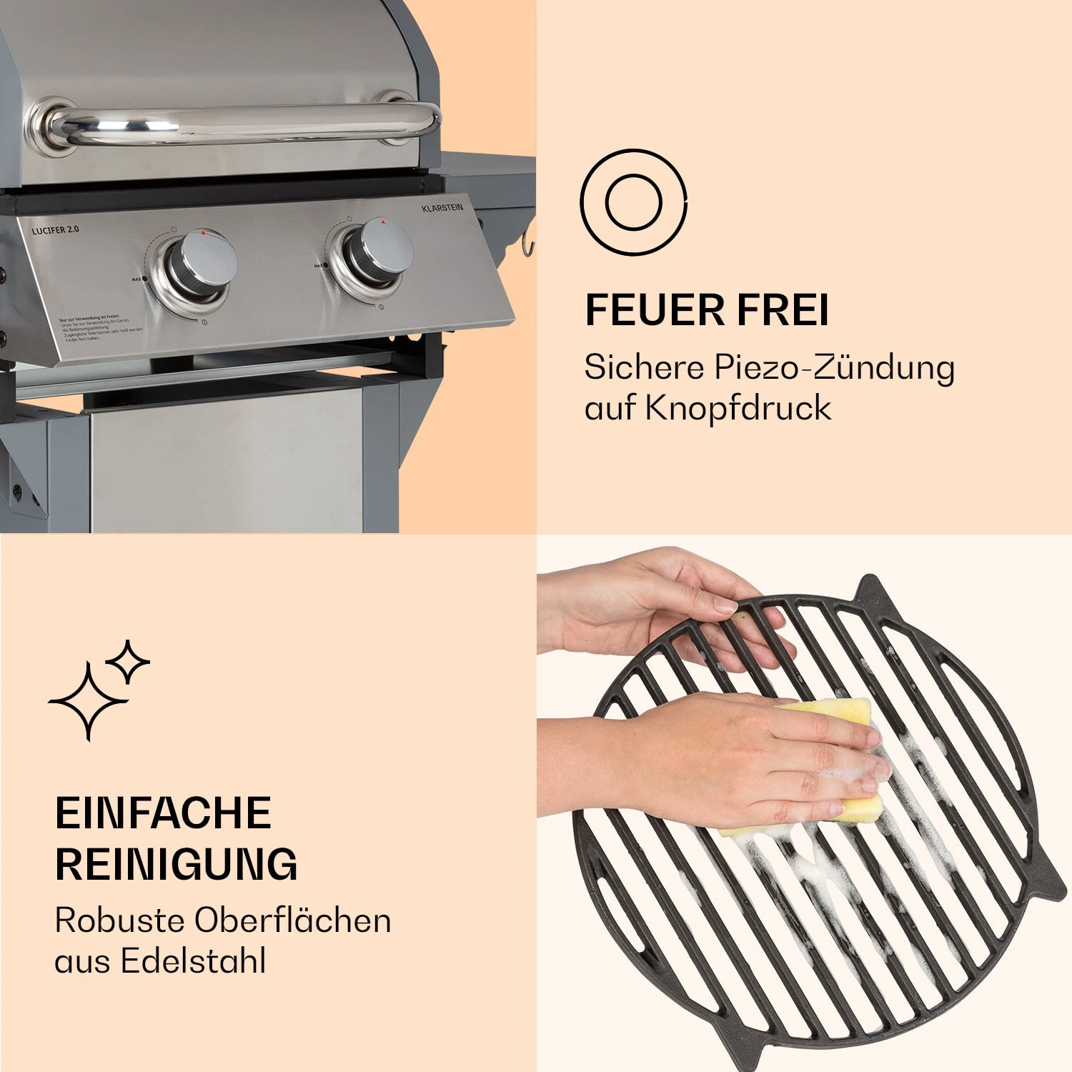 Lucifer 2 Gasgrill 2 X 3,6 KW Brenner 45x45cm Grill Edelstahl Mobil 9 Lucifer 2 Gasgrill 2 X 3,6 KW Brenner 45x45cm Grill Edelstahl Mobil – Bild 7