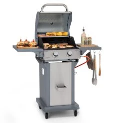 Online Gartenbedarf 15 Lucifer 2 Gasgrill 2 X 3,6 KW Brenner 45x45cm Grill Edelstahl Mobil