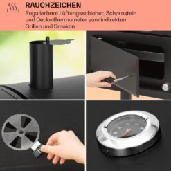 Aberdeen Kombi-Grill Gas Kohle Smoker Thermometer 2 Seitentische Mobil -Online Gartenbedarf 10040294 de 0005 usp