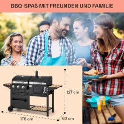 Aberdeen Kombi-Grill Gas Kohle Smoker Thermometer 2 Seitentische Mobil -Online Gartenbedarf 10040294 de 0007 usp