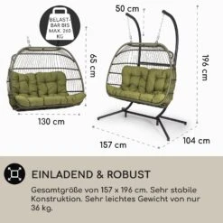 Biarritz Double Hängesessel Zweier PE Aluminium Polyrattan 260 Kg -Online Gartenbedarf 10040298 de 0004 usp