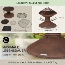 Aguilera Feuerschale Mit Grill Ø 65 Cm Holzlager Stahl -Online Gartenbedarf 10041127 de 0005 usp