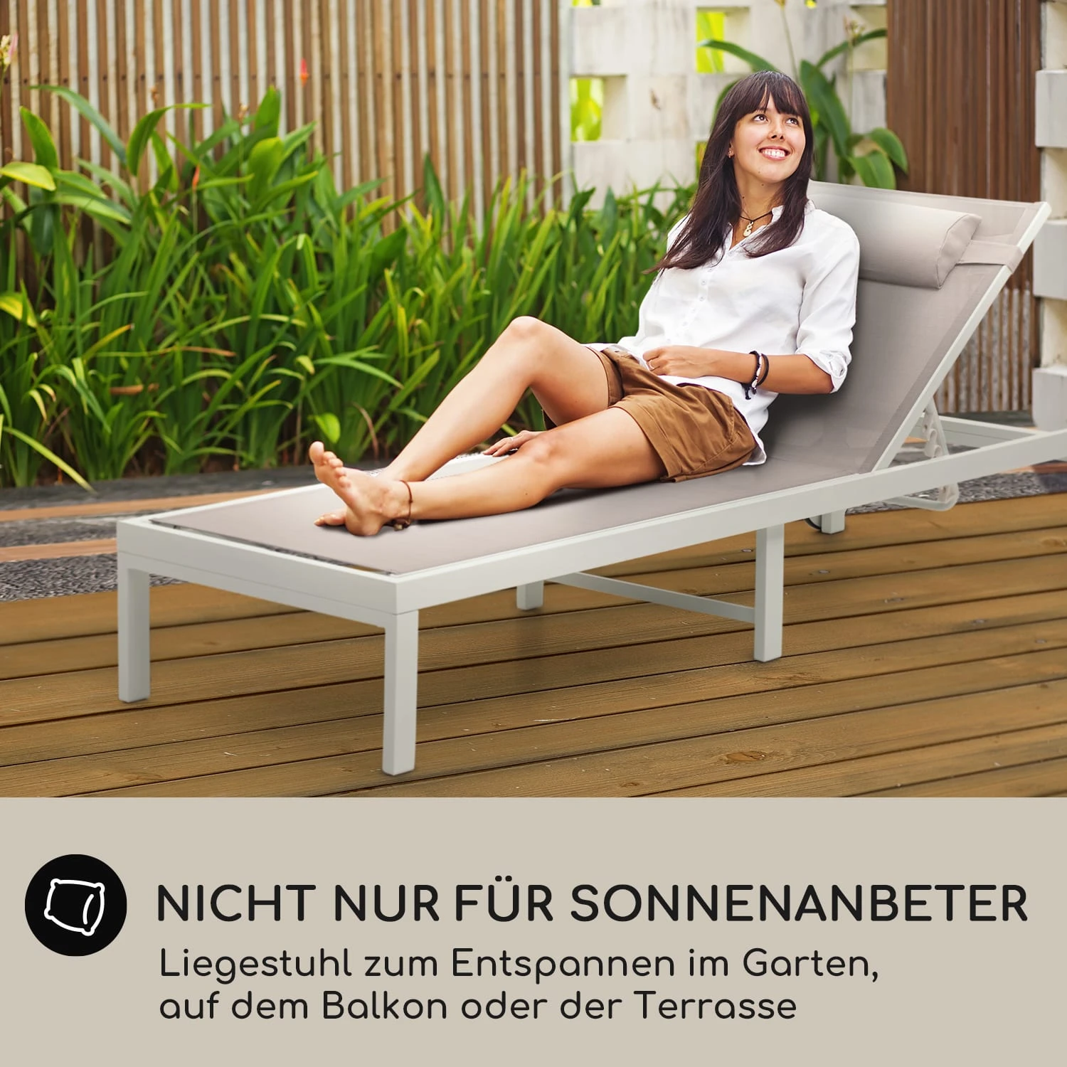 Lucca Lounger Liegestuhl Polyester Aluminium 4-Stufen 8 Lucca Lounger Liegestuhl Polyester Aluminium 4-Stufen – Bild 6